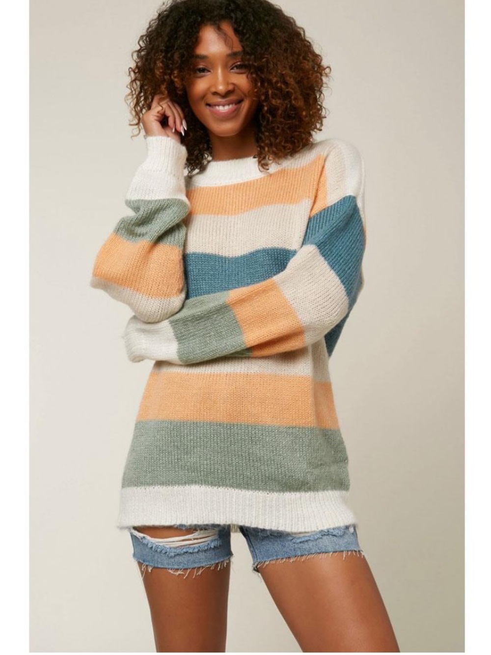 NWT O’Neill Floyd Pullover Multicolor Stripped Sweater Size S